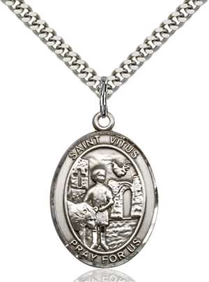 St. Vitus Medal<br/>7368 Oval, Sterling Silver