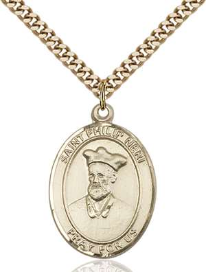 St. Philip Neri Medal<br/>7369 Oval, Gold Filled