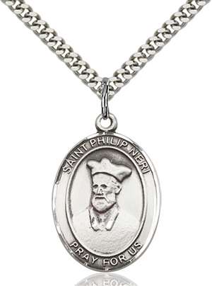 St. Philip Neri Medal<br/>7369 Oval, Sterling Silver