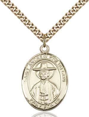 St. Andrew Kim Taegon Medal<br/>7373 Oval, Gold Filled