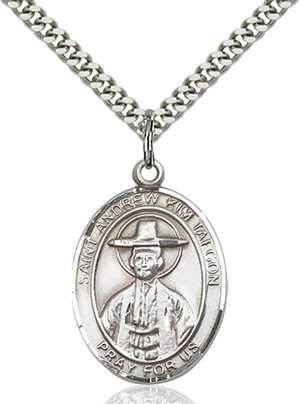 St. Andrew Kim Taegon Medal<br/>7373 Oval, Sterling Silver