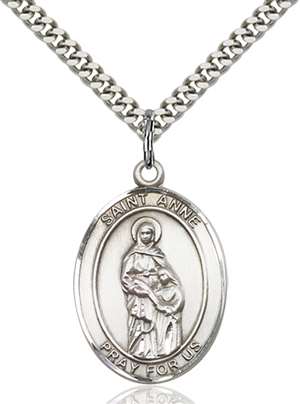 St. Anne Medal<br/>7374 Oval, Sterling Silver
