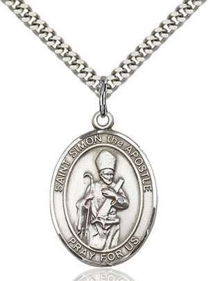 St. Simon Medal<br/>7375 Oval, Sterling Silver