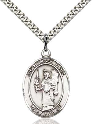 St. Uriel Medal<br/>7378 Oval, Sterling Silver