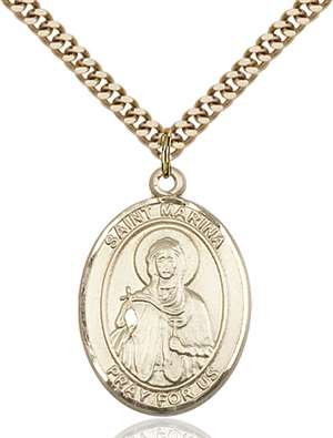 St. Marina Medal<br/>7379 Oval, Gold Filled