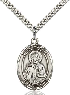 St. Marina Medal<br/>7379 Oval, Sterling Silver