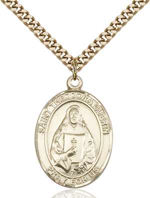 St. Theodore Guerin Medal<br/>7382 Oval, Gold Filled