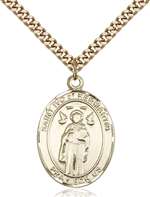 St. Ivo Medal<br/>7384 Oval, Gold Filled