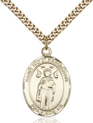 St. Ivo Medal<br/>7384 Oval, Gold Filled
