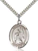 St. Drogo Medal<br/>7386 Oval, Sterling Silver