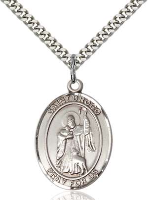 St. Drogo Medal<br/>7386 Oval, Sterling Silver