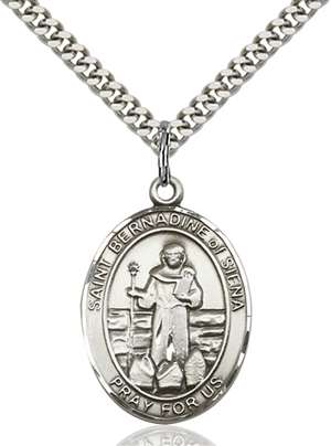 St. Bernadine Of Sienna Medal<br/>7387 Oval, Sterling Silver