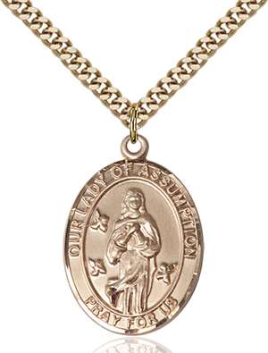 Our Lady Of Assumption Medal<br/>7388 Oval, Gold Filled