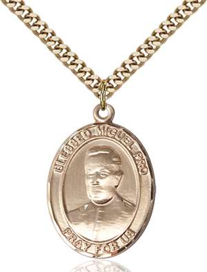 Blessed Miguel Pro Medal<br/>7389 Oval, Gold Filled
