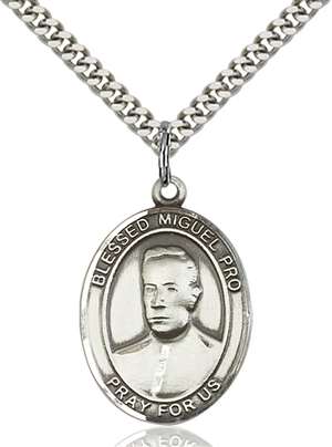 Blessed Miguel Pro Medal<br/>7389 Oval, Sterling Silver