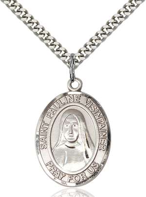 St. Pauline Visintainer Medal<br/>7391 Oval, Sterling Silver