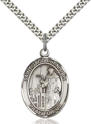 St. Jacob of Nisibis Medal<br/>7392 Oval, Sterling Silver