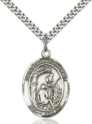St. Paul the Hermit Medal<br/>7394 Oval, Sterling Silver