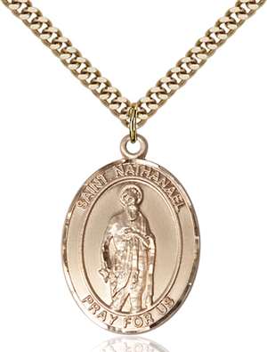 St. Nathanael Medal<br/>7398 Oval, Gold Filled