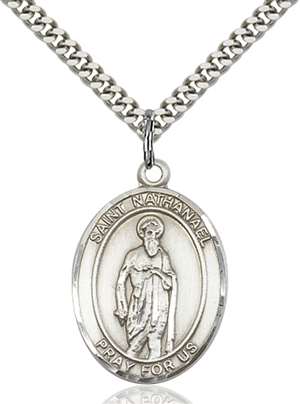 St. Nathanael Medal<br/>7398 Oval, Sterling Silver