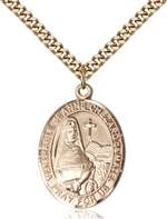 Venerable Jeanne Chezard de Matel Medal<br/>7401 Oval, Gold Filled