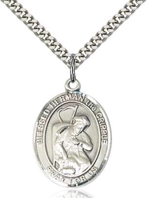 Blessed Herman the Cripple Medal<br/>7403 Oval, Sterling Silver