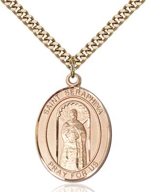 St. Seraphina Medal<br/>7405 Oval, Gold Filled