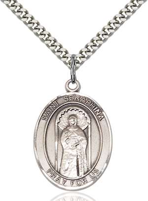 St. Seraphina Medal<br/>7405 Oval, Sterling Silver