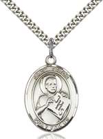 St. Viator of Bergamo Medal<br/>7408 Oval, Sterling Silver