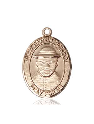 St. Damien of Molokai Medal<br/>7412 Oval, 14kt Gold