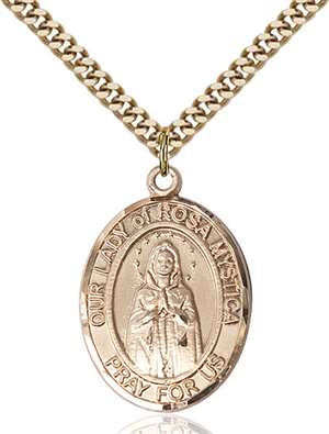 Our Lady of Rosa Mystica Medal<br/>7413 Oval, Gold Filled