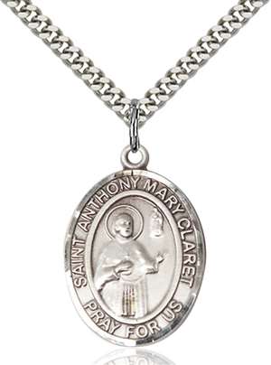 St. Anthony Mary Claret Medal<br/>7416 Oval, Sterling Silver