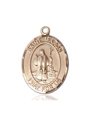 St. Maron Medal<br/>7417 Oval, 14kt Gold