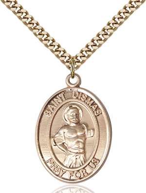 St. Dismas Medal<br/>7418 Oval, Gold Filled