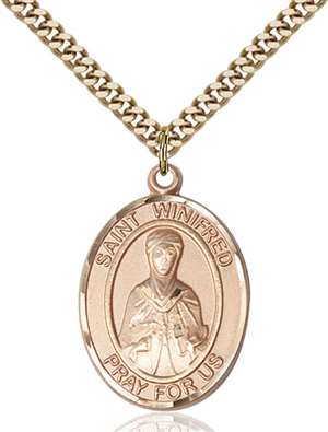 St. Winifred of Wales Medal<br/>7419 Oval, Gold Filled