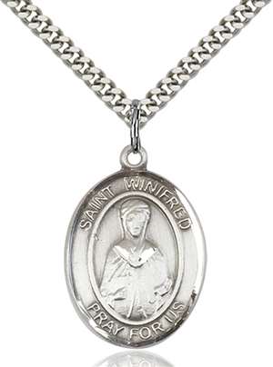 St. Winifred of Wales Medal<br/>7419 Oval, Sterling Silver