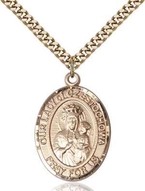 Our Lady of Czestochowa Medal<br/>7421 Oval, Gold Filled