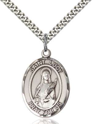 St. Lucy Medal<br/>7422 Oval, Sterling Silver