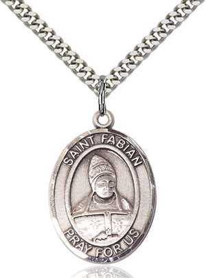 St. Fabian Medal<br/>7427 Oval, Sterling Silver