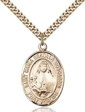 St. Maria Bertilla Boscardin Medal<br/>7428 Oval, Gold Filled