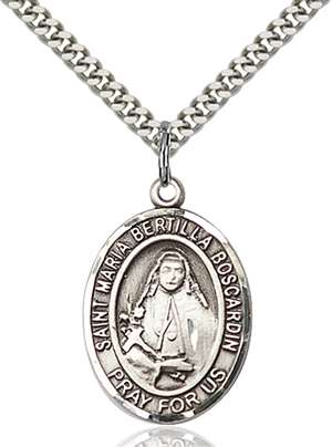 St. Maria Bertilla Boscardin Medal<br/>7428 Oval, Sterling Silver