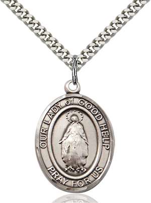 Our Lady Of Good Help Medal<br/>7431 Oval, Sterling Silver