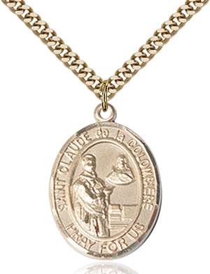 St. Claude de la Colombiere Medal<br/>7432 Oval, Gold Filled