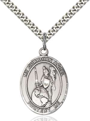 Guardian Angel of the World Medal<br/>7441 Oval, Sterling Silver