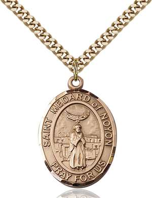St. Medard of Noyon Medal<br/>7444 Oval, Gold Filled