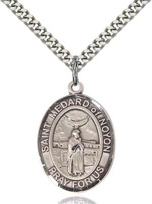 St. Medard of Noyon Medal<br/>7444 Oval, Sterling Silver