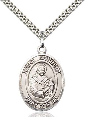 St. Norbert of Xanten Medal<br/>7447 Oval, Sterling Silver