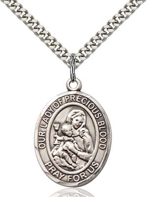 Our Lady of the Precious Blood Medal<br/>7448 Oval, Sterling Silver