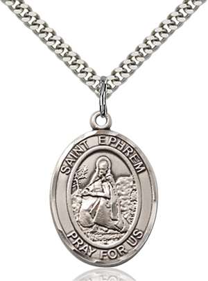 St. Ephrem Medal<br/>7449 Oval, Sterling Silver