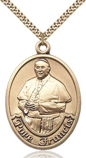 Pope Francis Oval Medal<br/>7451 Oval, Gold Filled